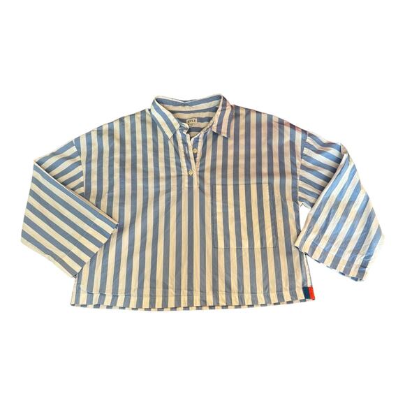 Kule The Keaton Crop Button Down Shirt white & sky blue size small - Picture 6 of 14